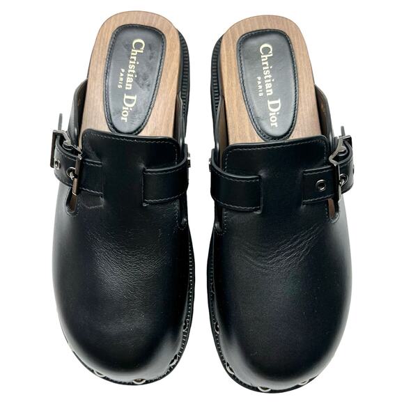 CHRISTIAN DIOR Diorquake Studded Clog EU 41 US 11 Black Buckle Lug Sole Mules - Picture 8 of 15